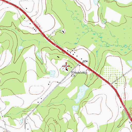 Topographic Map of Friendship Cemetery, GA
