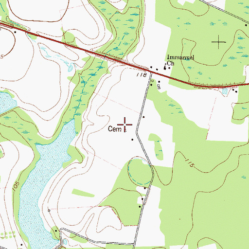 Topographic Map of Immanuel Cemetery, GA