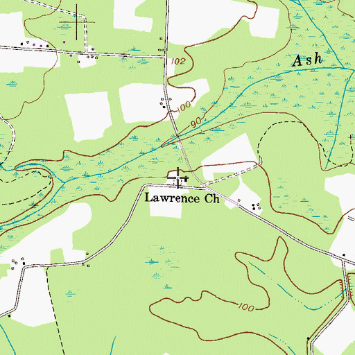 Topographic Map of Lawrence Cemetery, GA