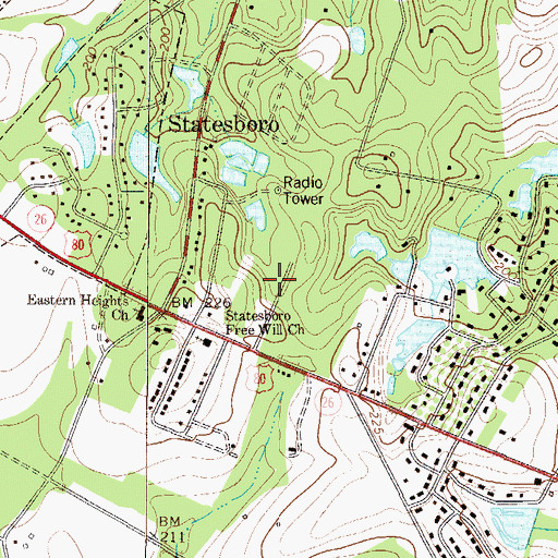 Topographic Map of Merrywood, GA