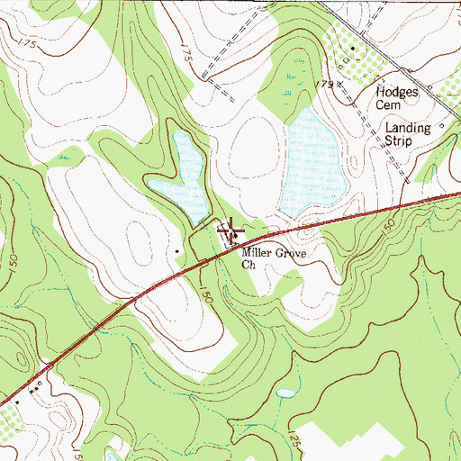 Topographic Map of Miller Grove Cemetery, GA
