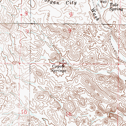 Topographic Map of Coyote Springs, AZ