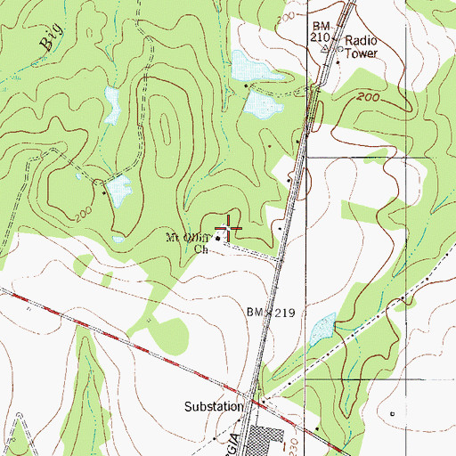 Topographic Map of Mount Oliff Cemetery, GA