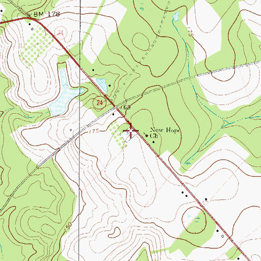 Topographic Map of New Hope Cemetery, GA