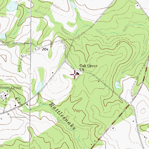 Topographic Map of Oak Grove Cemetery, GA