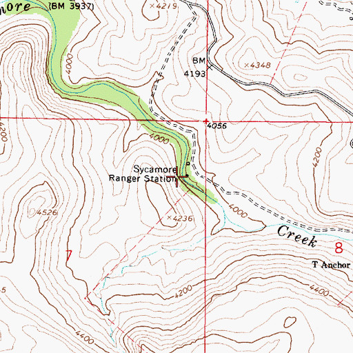 Topographic Map of Sycamore Ranger Station, AZ