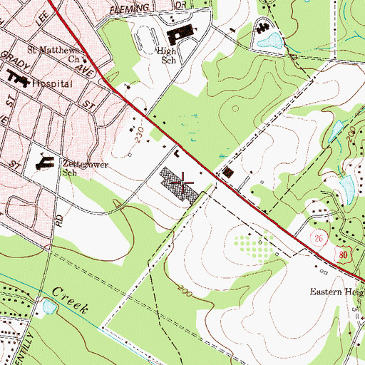 Topographic Map of Statesboro Mall Shopping Center, GA