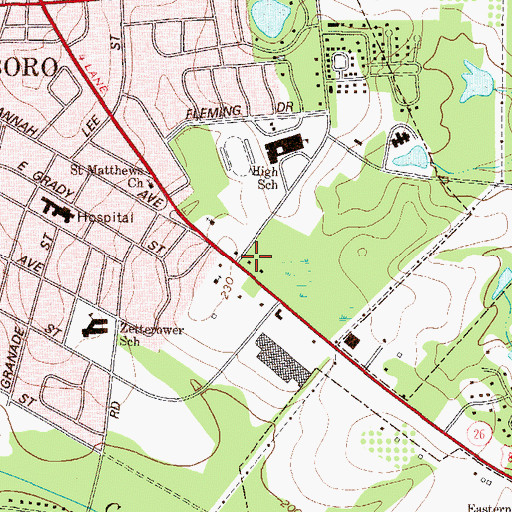 Topographic Map of Statesboro Square Shopping Center, GA
