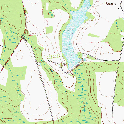 Topographic Map of McElveen Cemetery, GA