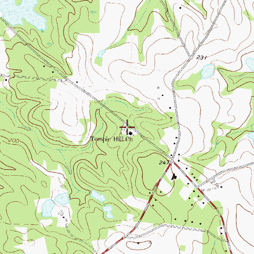 Topographic Map of Temple Hill Cemetery, GA