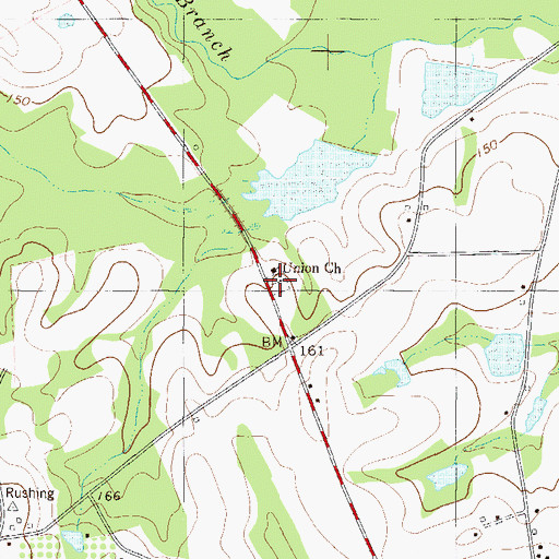 Topographic Map of Union Cemetery, GA