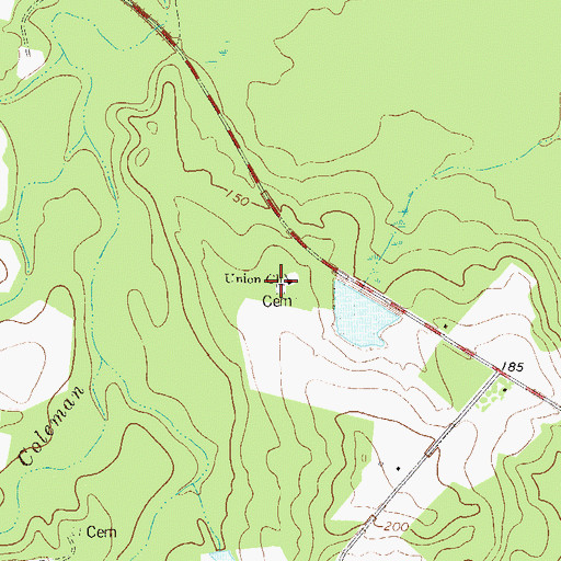 Topographic Map of Union Cemetery, GA