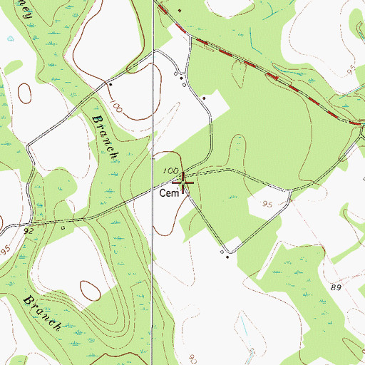 Topographic Map of Williams Cemetery, GA