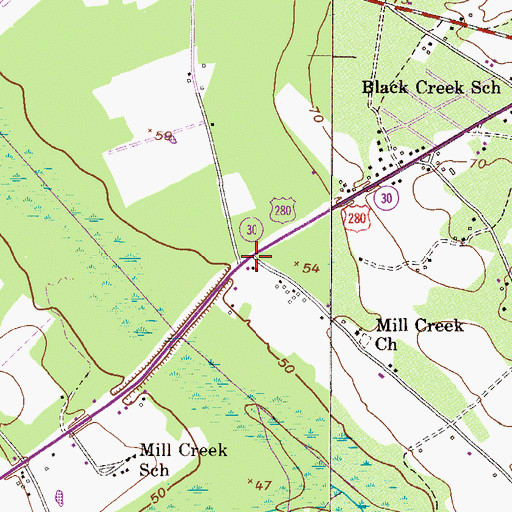 Topographic Map of Black Creek School (historical), GA