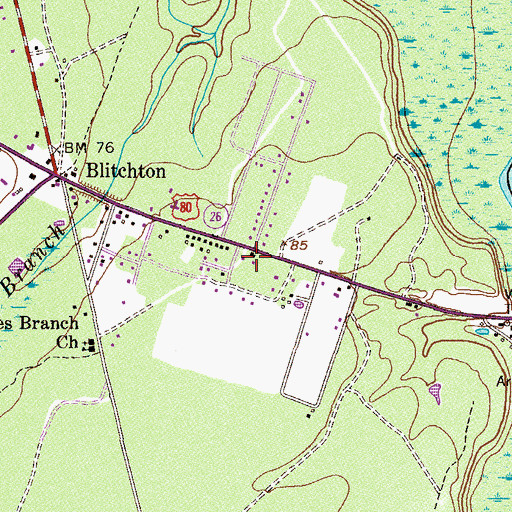 Topographic Map of Blitchon Church, GA