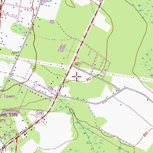 Topographic Map of Bryan County High School, GA