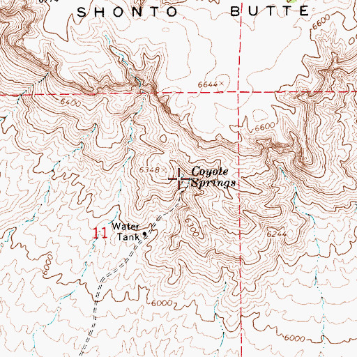 Topographic Map of Coyote Springs, AZ