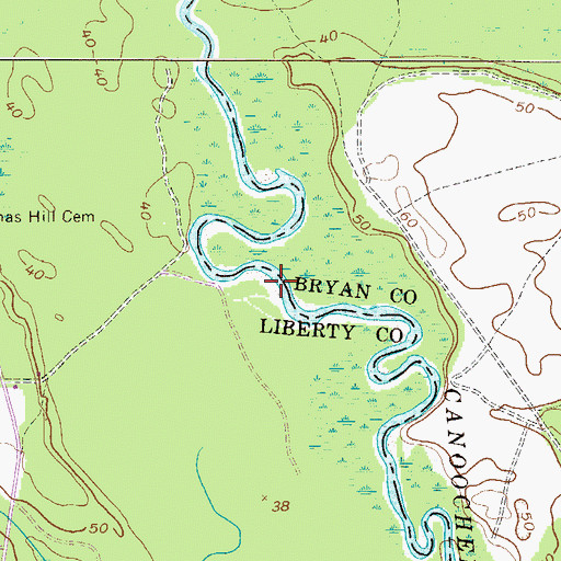 Topographic Map of Butlers Bridge (historical), GA