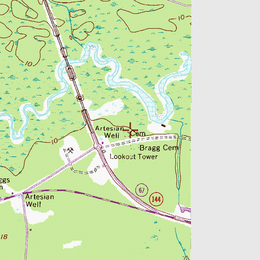 Topographic Map of Driggers Cemetery, GA