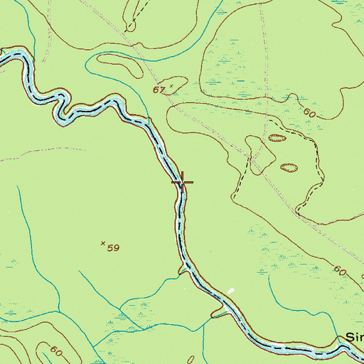 Topographic Map of Edwards Rocks, GA