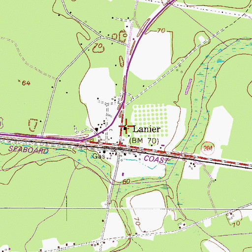 Topographic Map of Lanier Church, GA