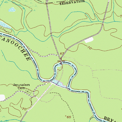 Topographic Map of Moodys Bridge, GA