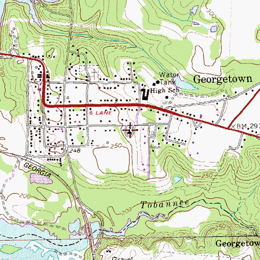 Topographic Map of Georgetown Baptist Church, GA