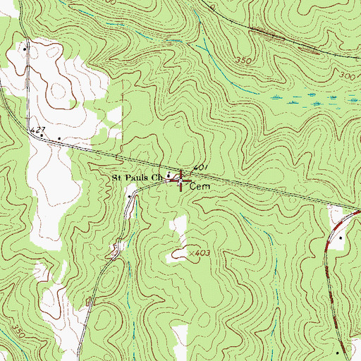 Topographic Map of Saint Paul Cemetery, GA
