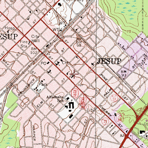 Topographic Map of Calvary Baptist Church, GA