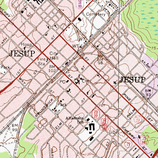 Topographic Map of First Methodist Church, GA