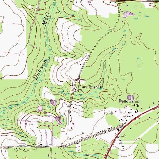 Topographic Map of Flint Branch School (historical), GA