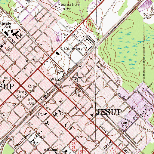 Topographic Map of Mount Moriah Methodist Church, GA