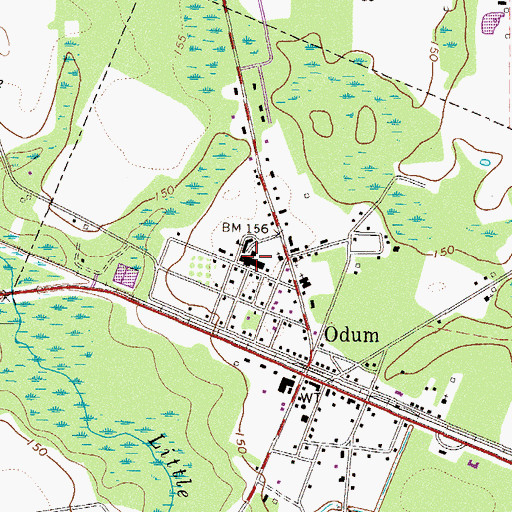 Topographic Map of Odum Elementary School, GA