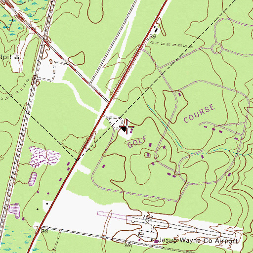 Topographic Map of Pine Forest Country Club, GA