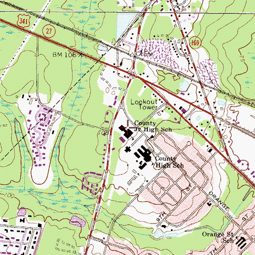 Topographic Map of Wayne County Junior High School, GA