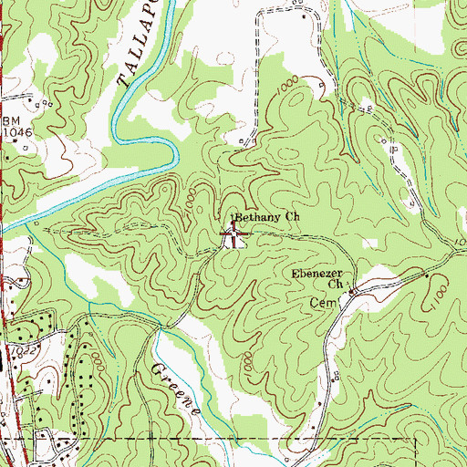 Topographic Map of Bethany Cemetery, GA