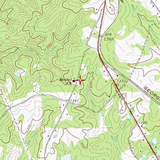Topographic Map of Bethel Cemetery, GA