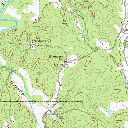 Topographic Map of Ebenezer Cemetery, GA