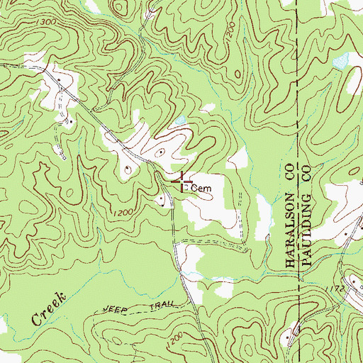 Topographic Map of Ezell B Garner Cemetery, GA