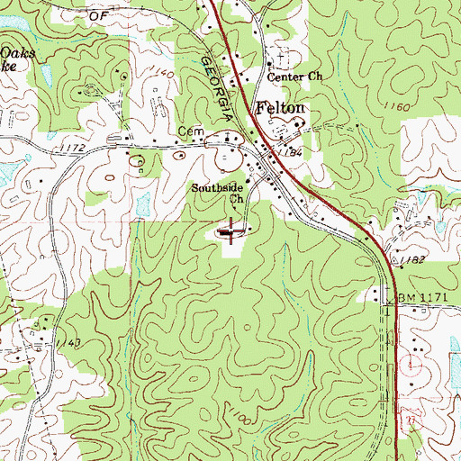 Topographic Map of Felton Junior High School (historical), GA