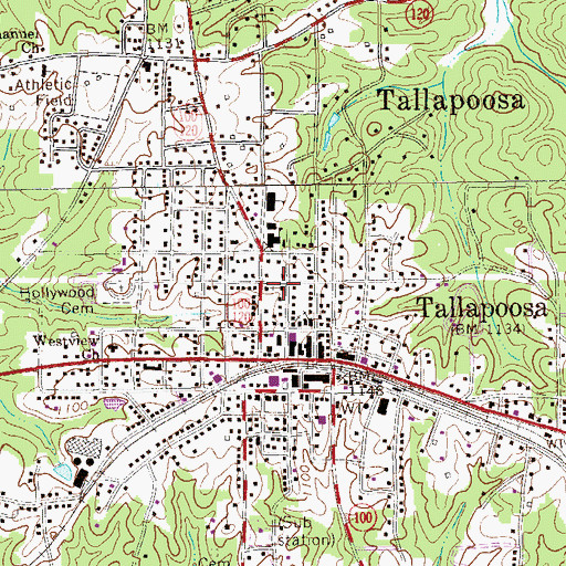 Topographic Map of First United Methodist Church, GA