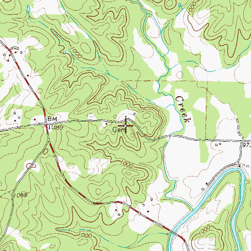 Topographic Map of Mann Cemetery, GA