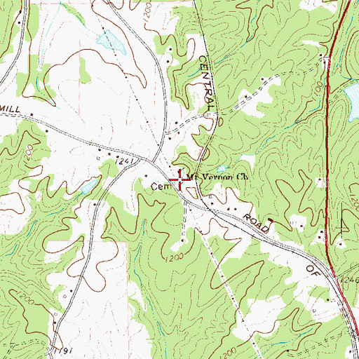Topographic Map of Mount Vernon Cemetery, GA