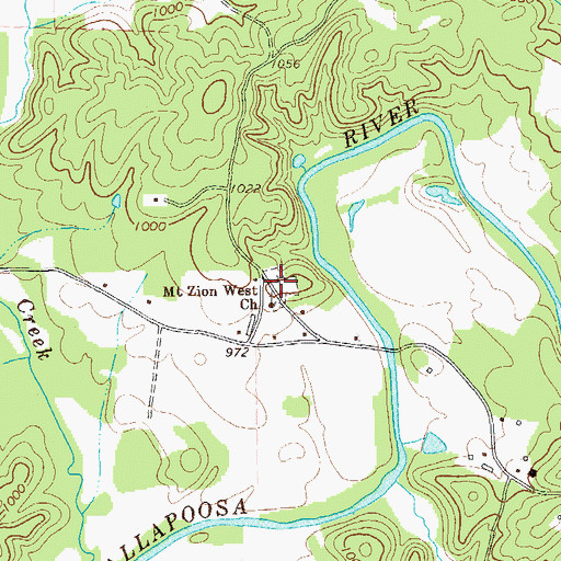 Topographic Map of Mount Zion West Cemetery, GA