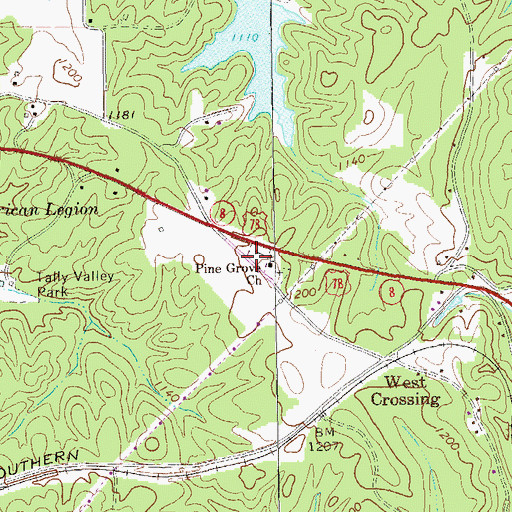 Topographic Map of Pine Grove Cemetery, GA