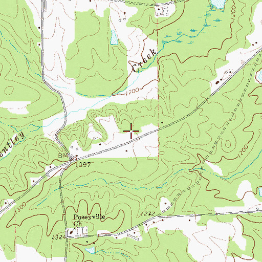 Topographic Map of Posey Memory Gardens, GA