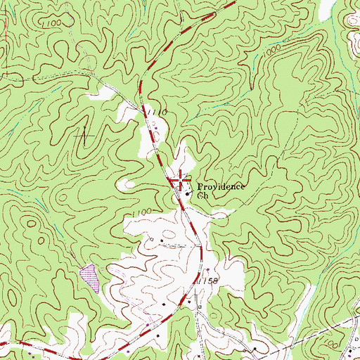 Topographic Map of Providence Cemetery, GA