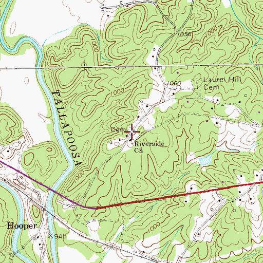 Topographic Map of Riverside Cemetery, GA