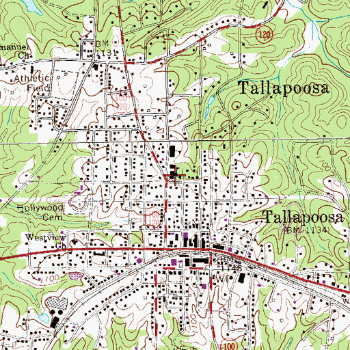 Topographic Map of Tallapoosa High School (historical), GA