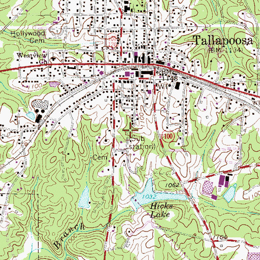 Topographic Map of Tallapoosa Public School (historical), GA